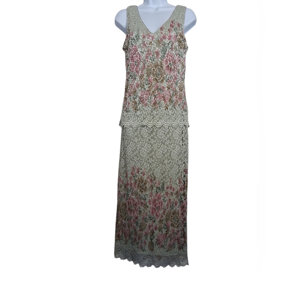 Vintage Easter Full Lace Detailed Elegant Floral Wedding Scalloped  Dress Small - Picture 2 of 12